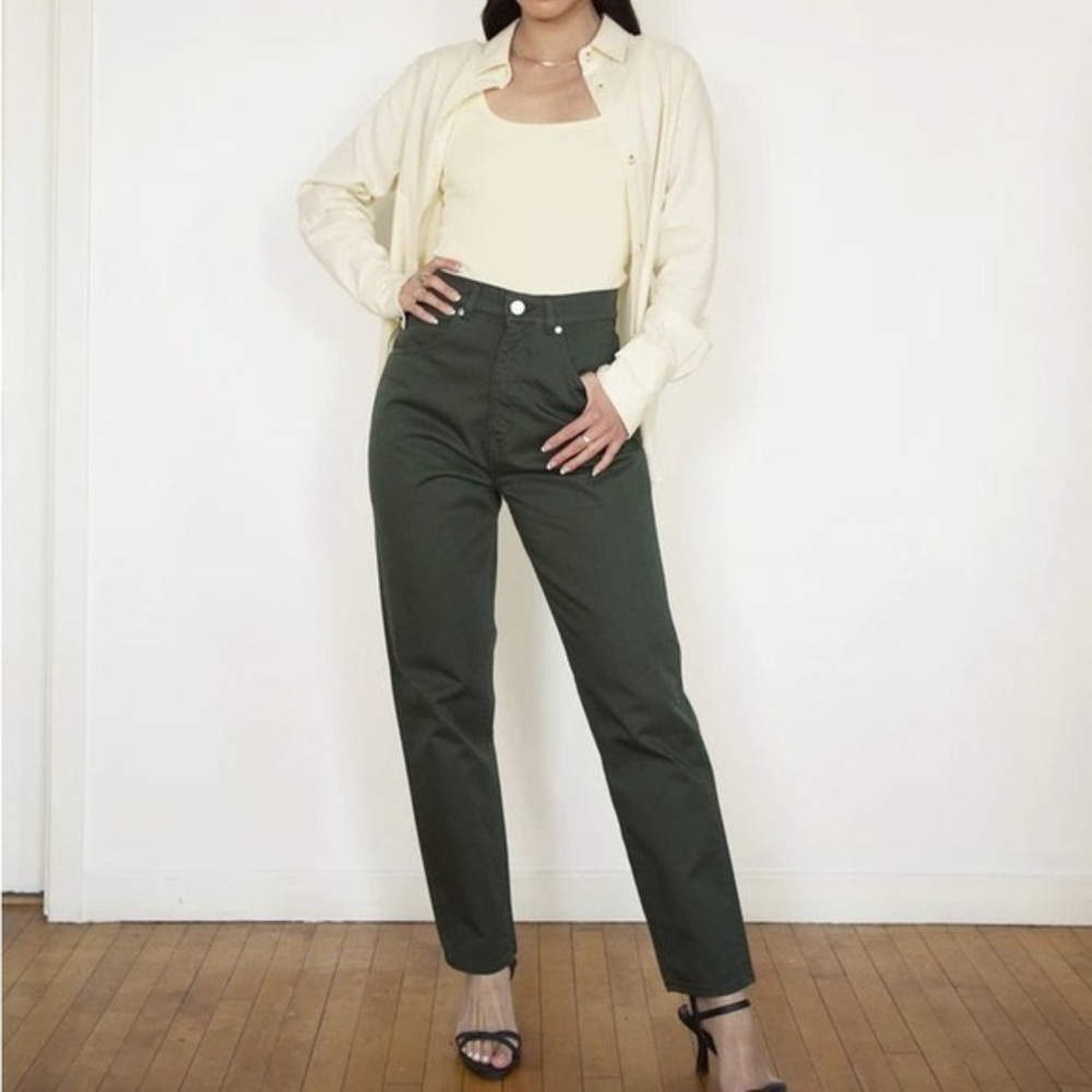 KOTN Olive Green High-Rise Straight Leg Trousers